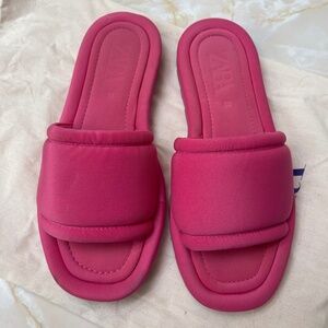 Zara treaded flat quilted sandals